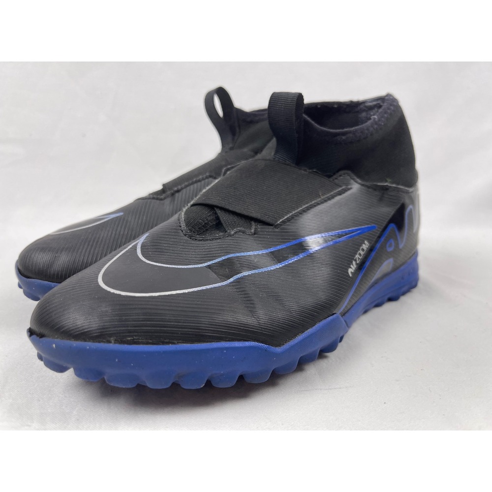 Nike Mercurial Superfly 9 Academy Kids 5Y Black Blue Turf Soccer Shoes DJ5616